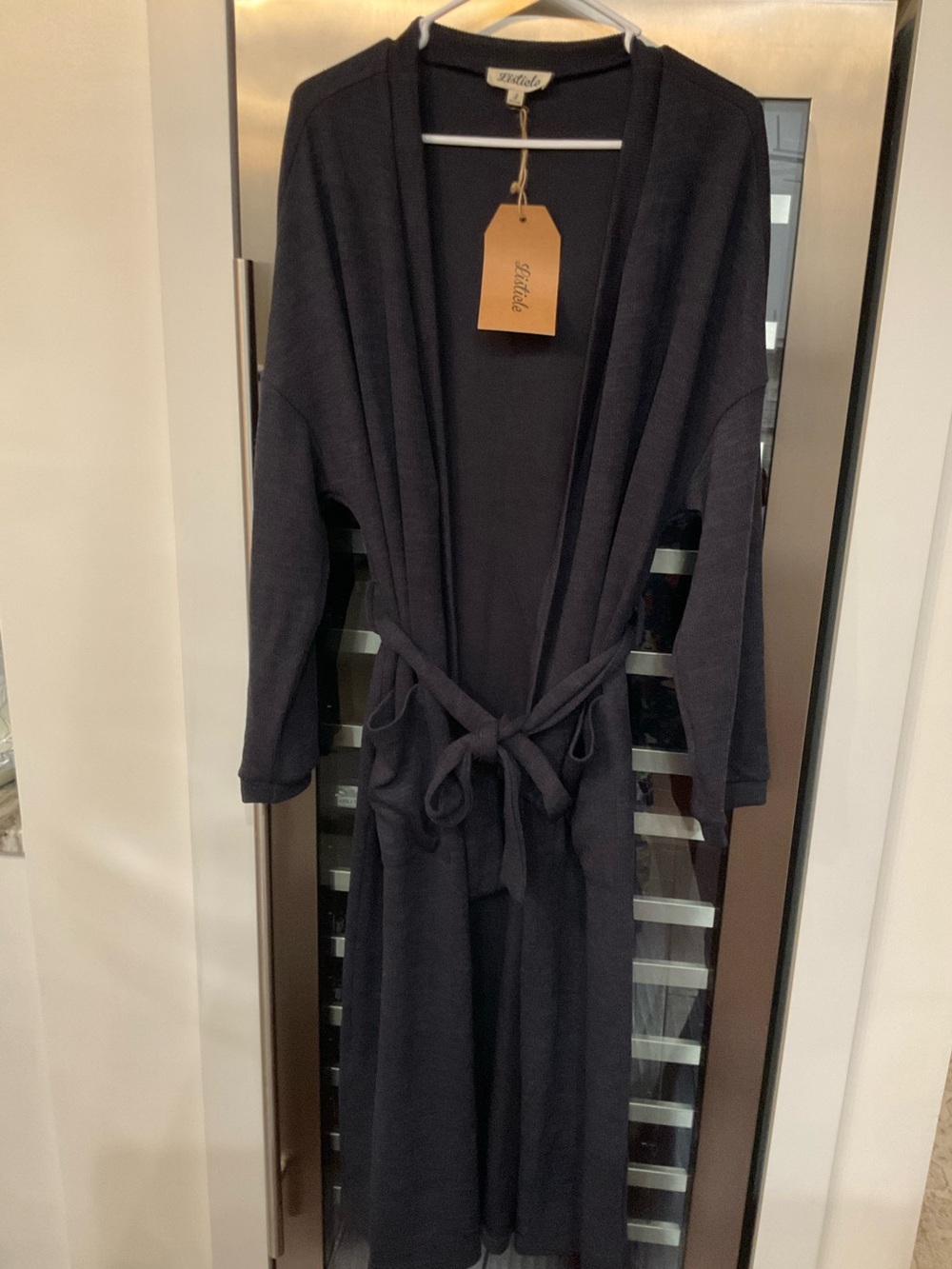 Listicle open-front maxi duster cardigan
